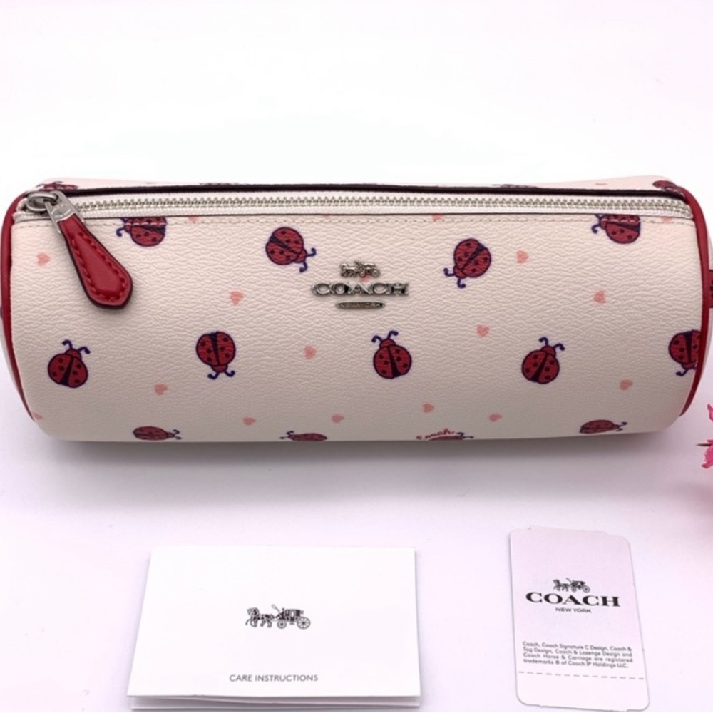Coach Makeup Brush Holder Cosmetic Case With Ladybug Print - Picture 8 of 9